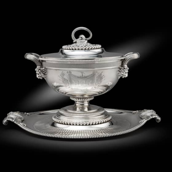 A Superb George III Soup Tureen, Cover and Stand