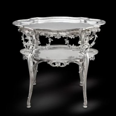 A Rare German Silver Two-Tier Tea Table