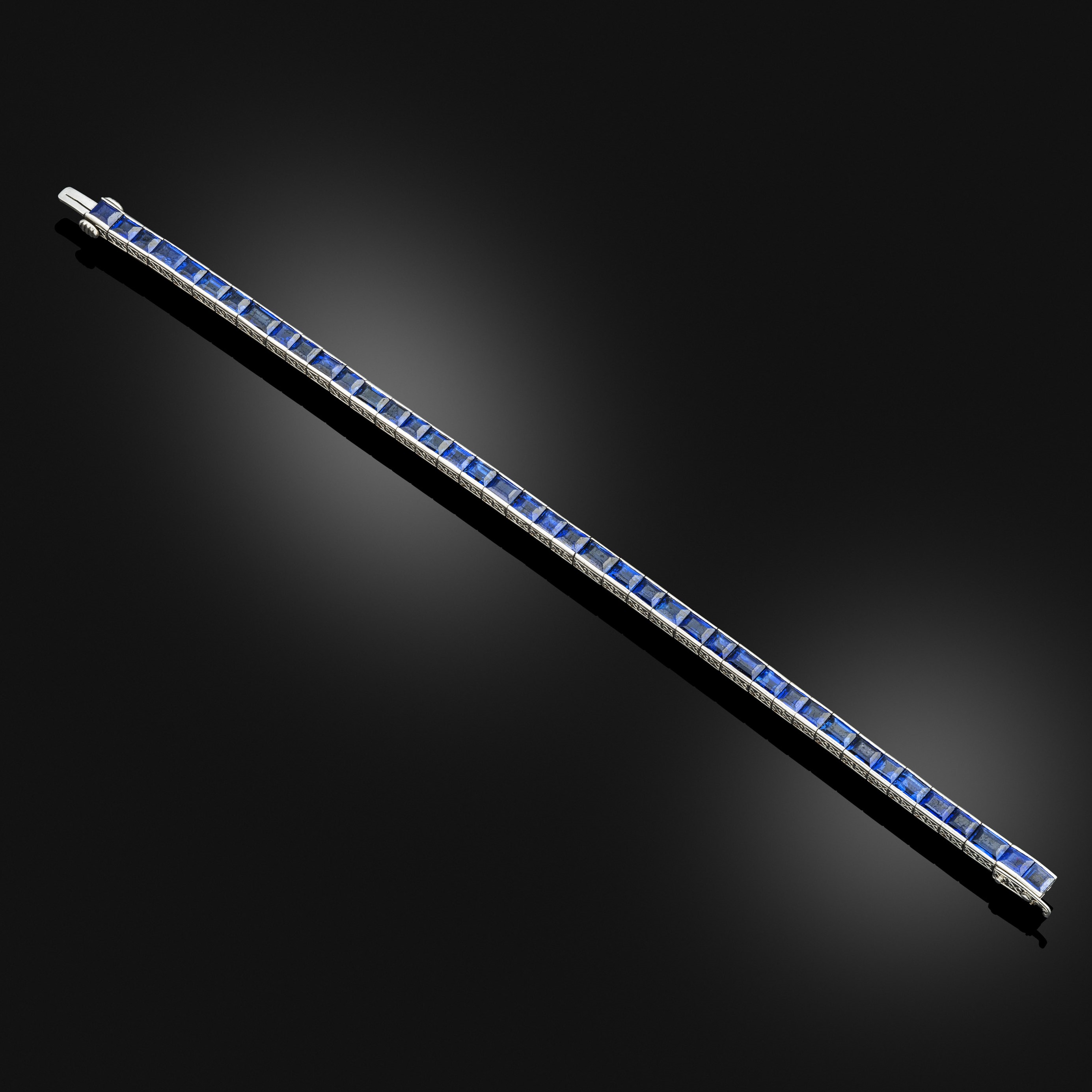 A sapphire line bracelet, circa 1920