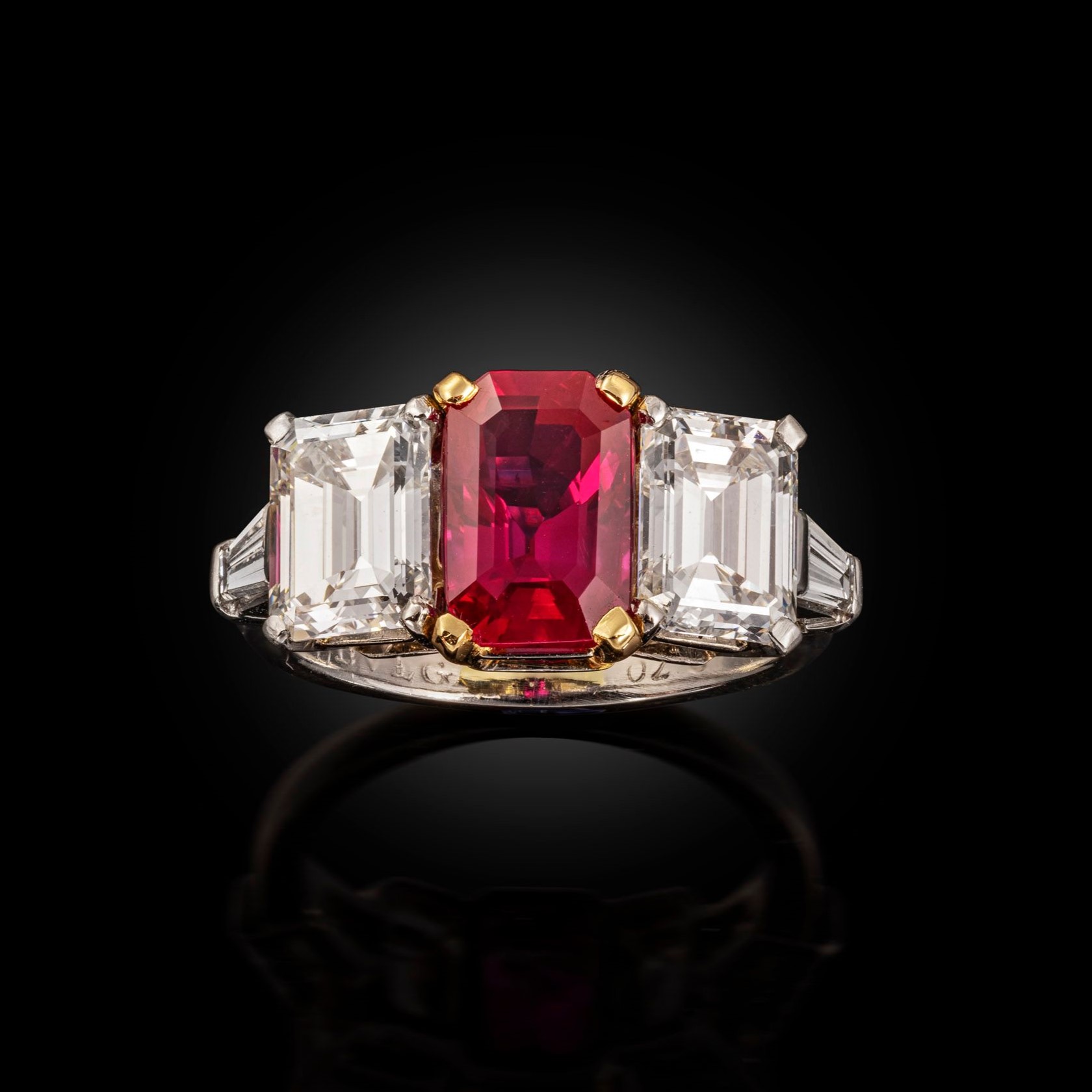 A Mid Century Ruby and Diamond Ring