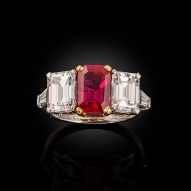 A Mid Century Ruby and Diamond Ring