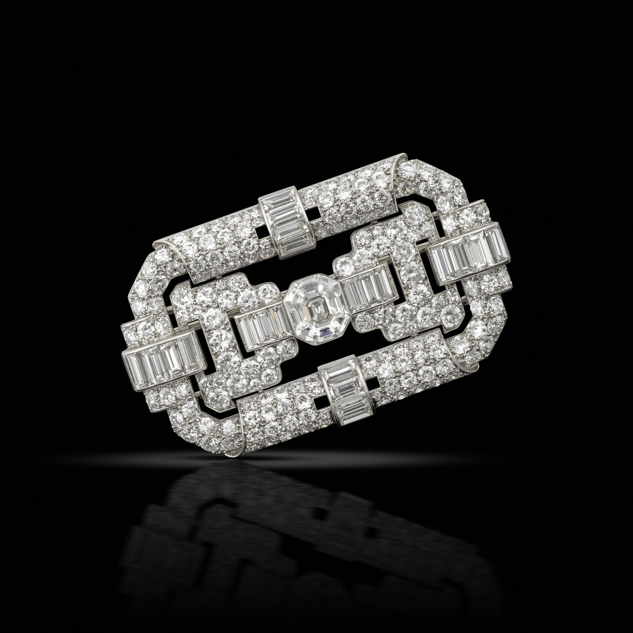 An art deco diamond brooch