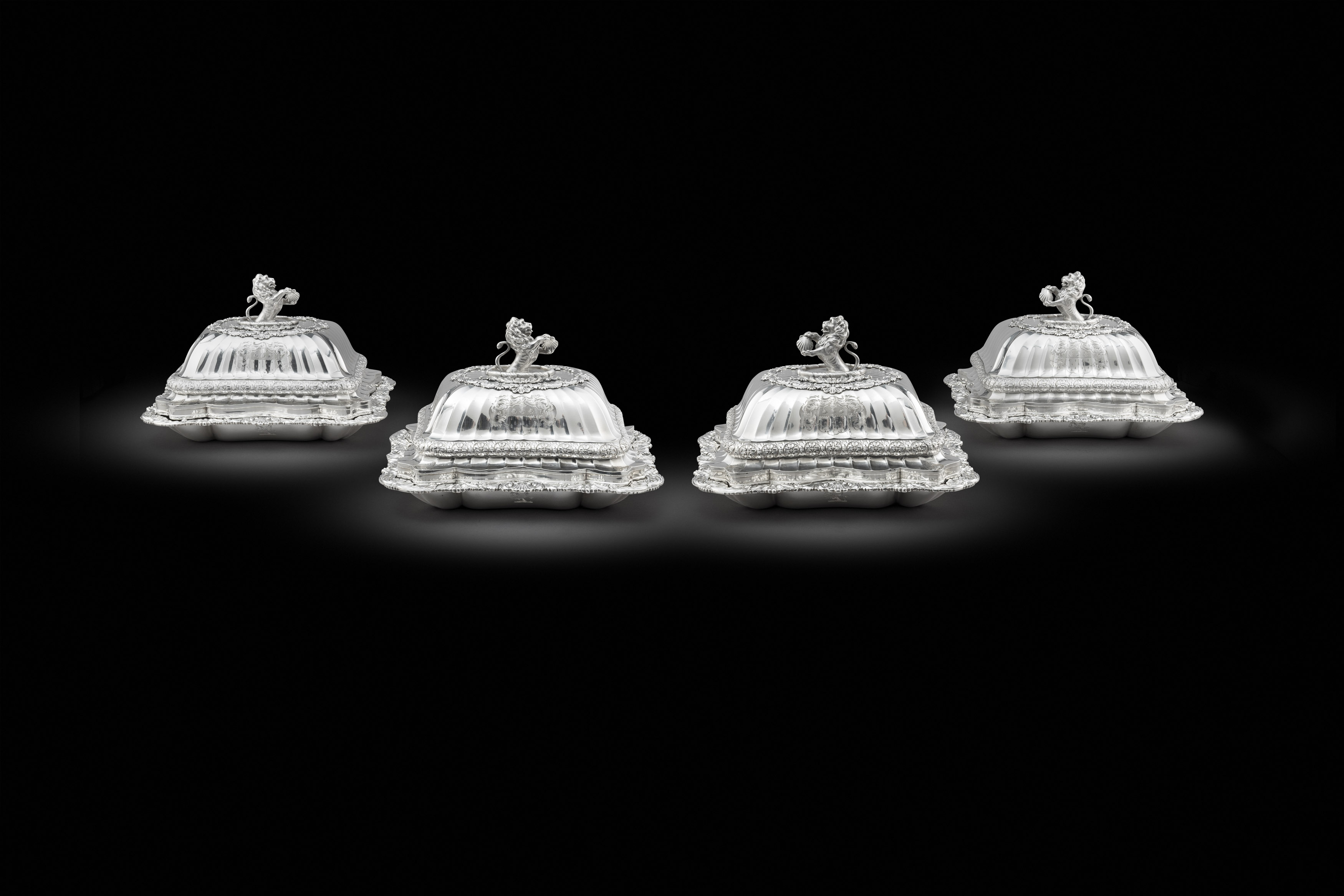 A Set of Four Regency Entrée Dishes and Covers