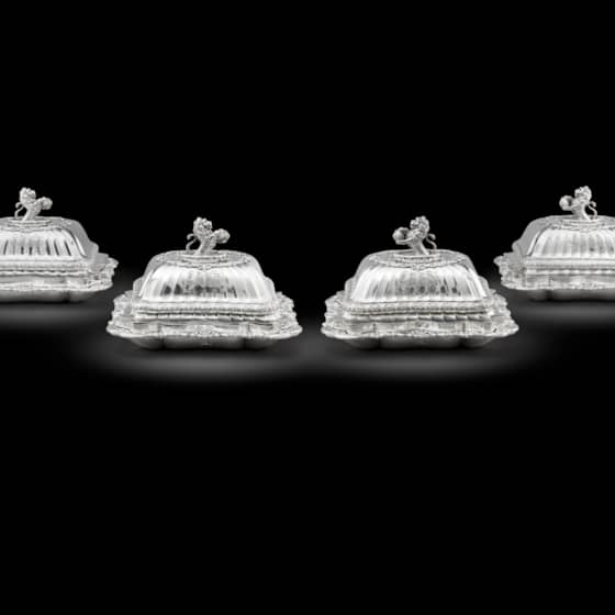 A Set of Four Regency Entrée Dishes and Covers