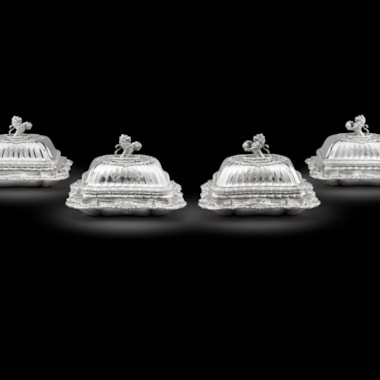 A Set of Four Regency Entrée Dishes and Covers