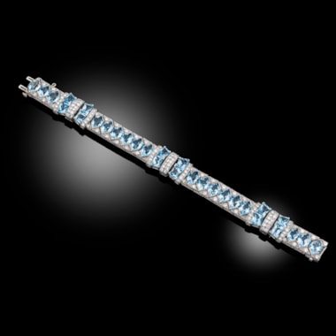 An Art Deco Aquamarine and Diamond Bracelet