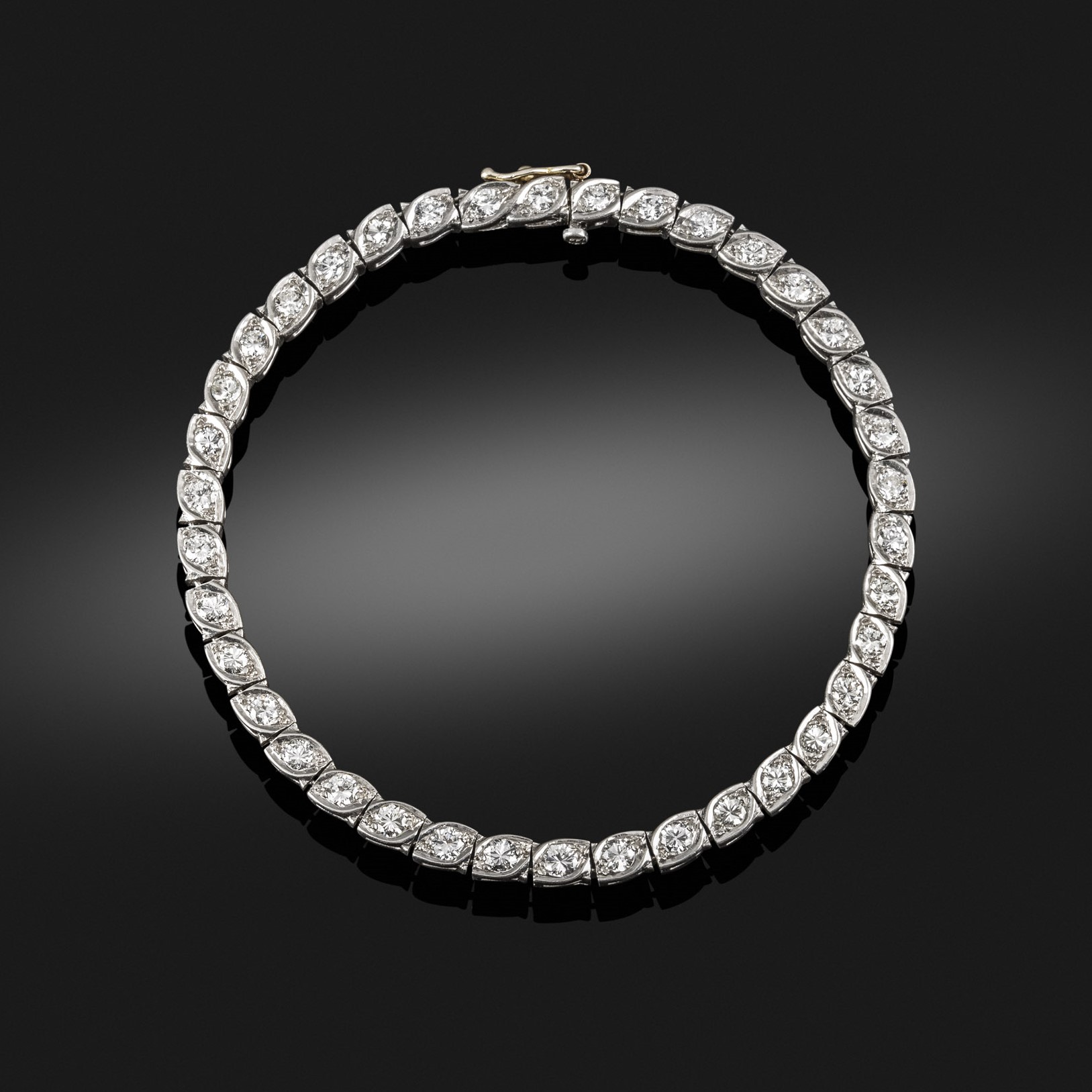 Antique diamond and platinum line bracelet, circa 1910