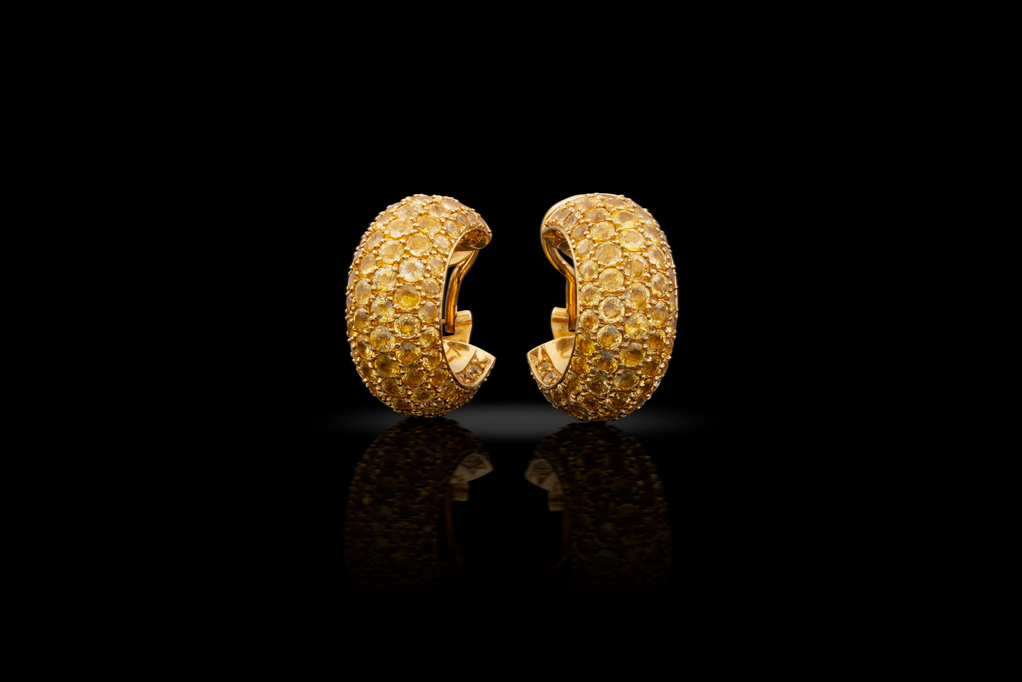 A Pair of Yellow Sapphire Hoop Earrings