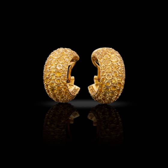 A Pair of Yellow Sapphire Hoop Earrings
