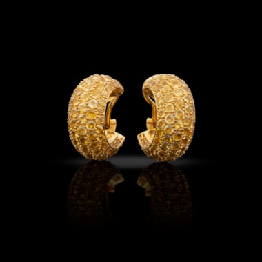A Pair of Yellow Sapphire Hoop Earrings