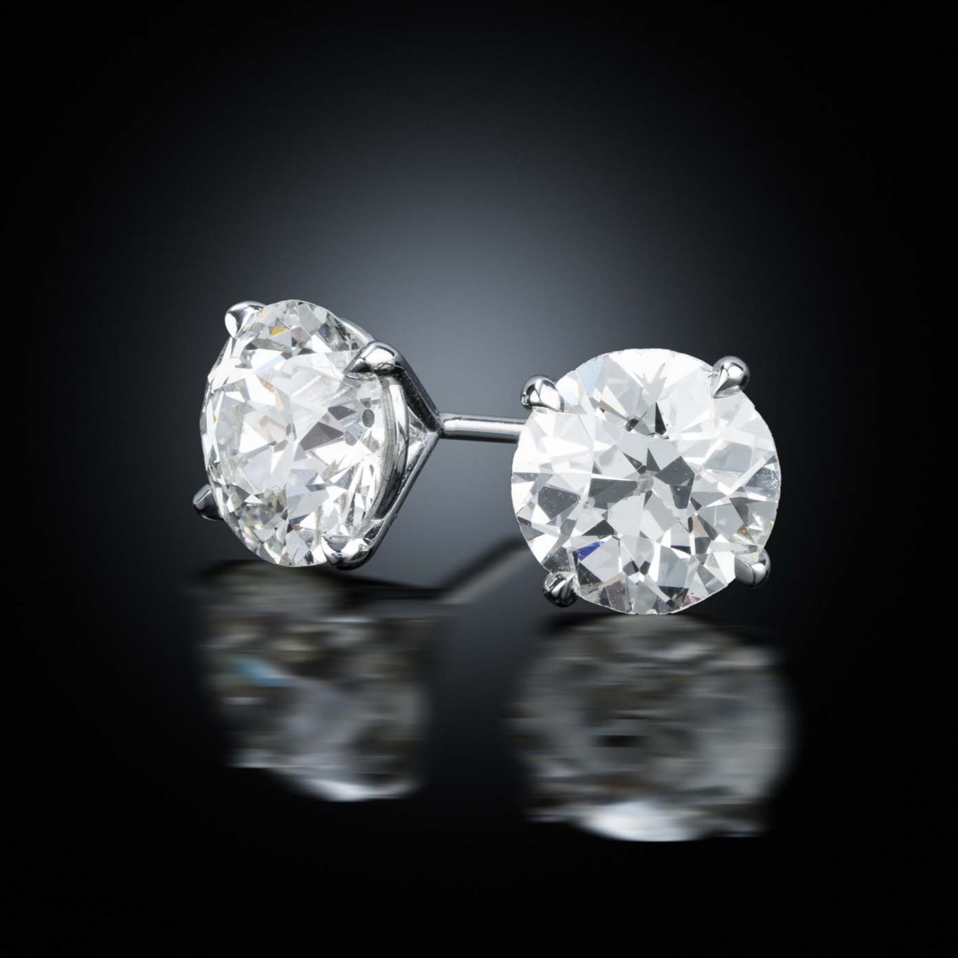 A pair of old European cut diamond studs