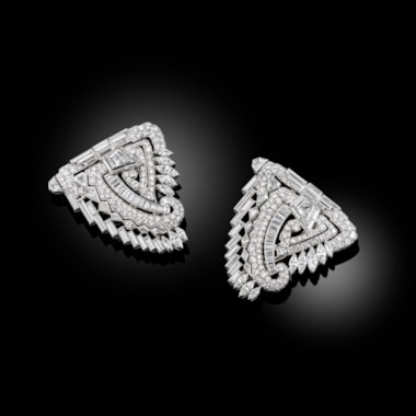 A Pair of Art Deco Diamond Clips
