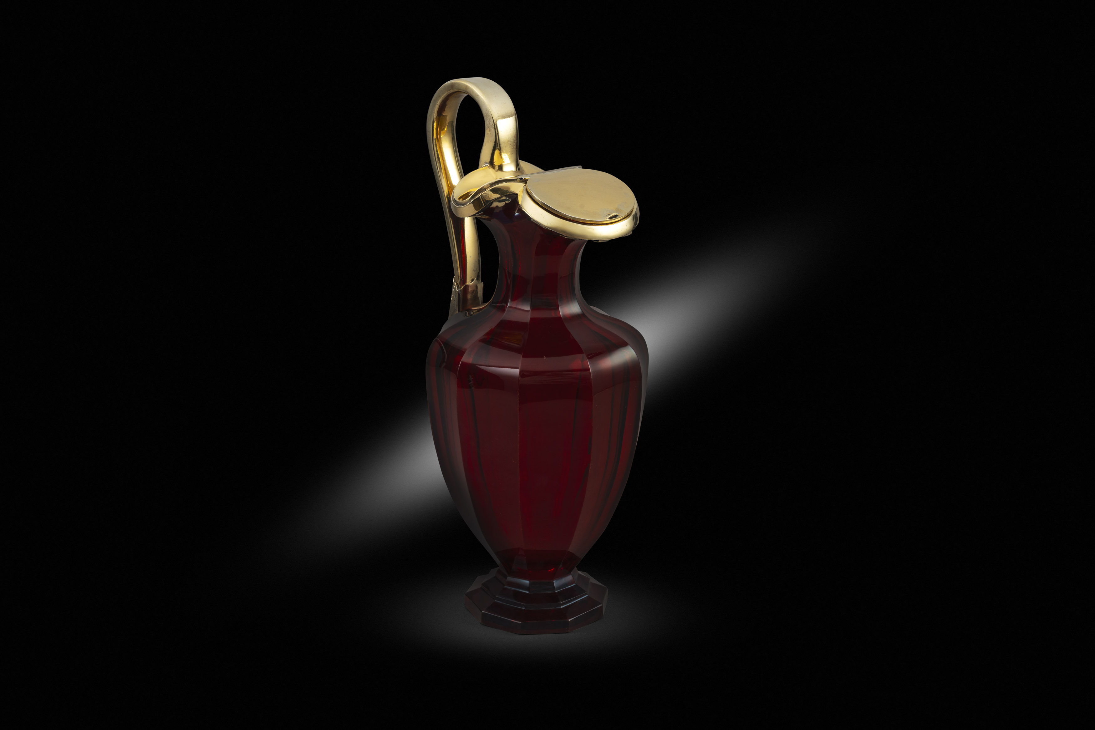 A Fine Victorian Silver-Gilt Mounted Ruby Glass Claret Jug