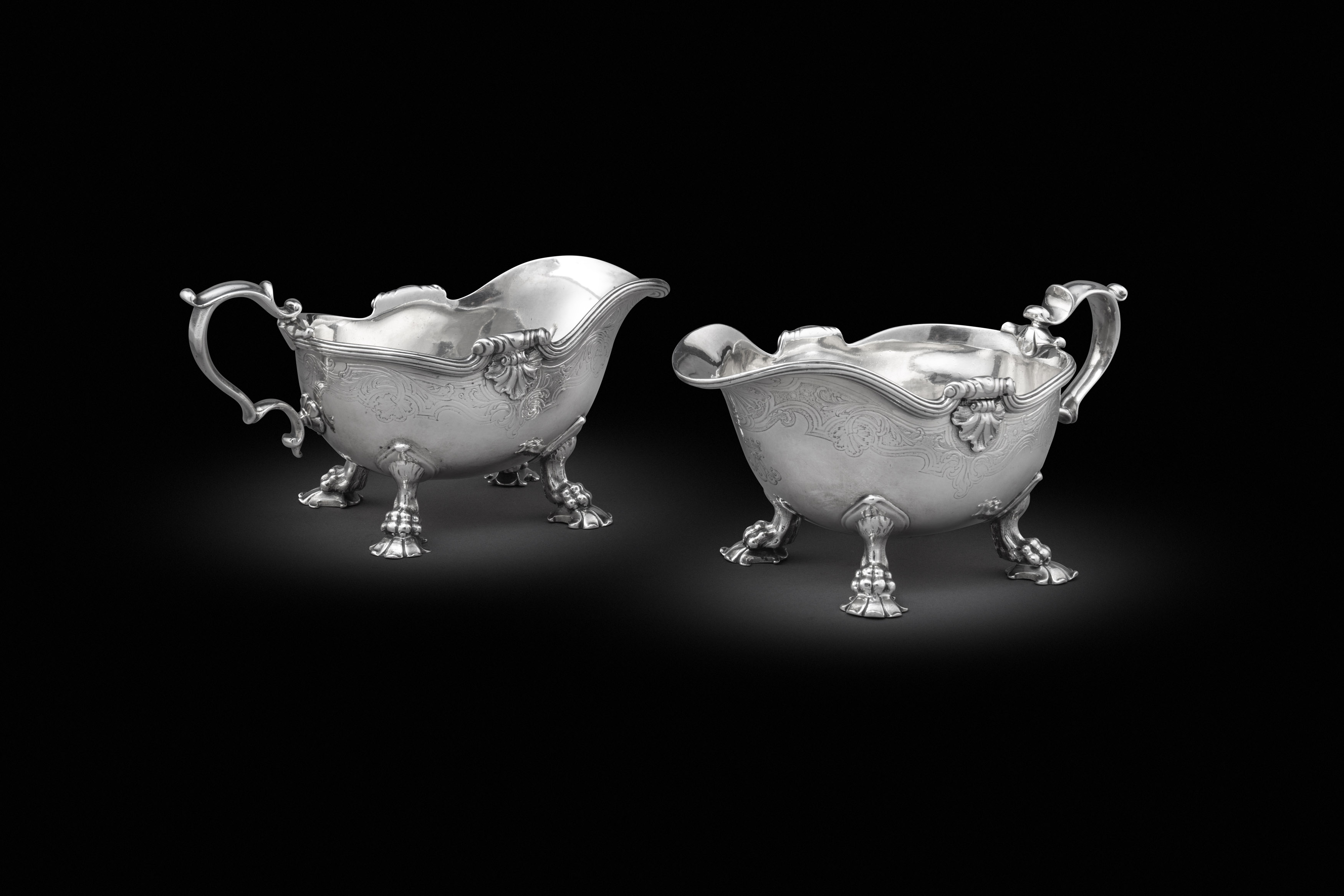 A Pair of George II Silver Sauce Boats