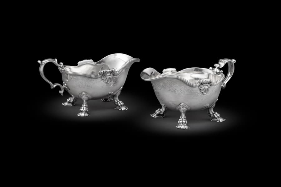 A Pair of George II Silver Sauce Boats