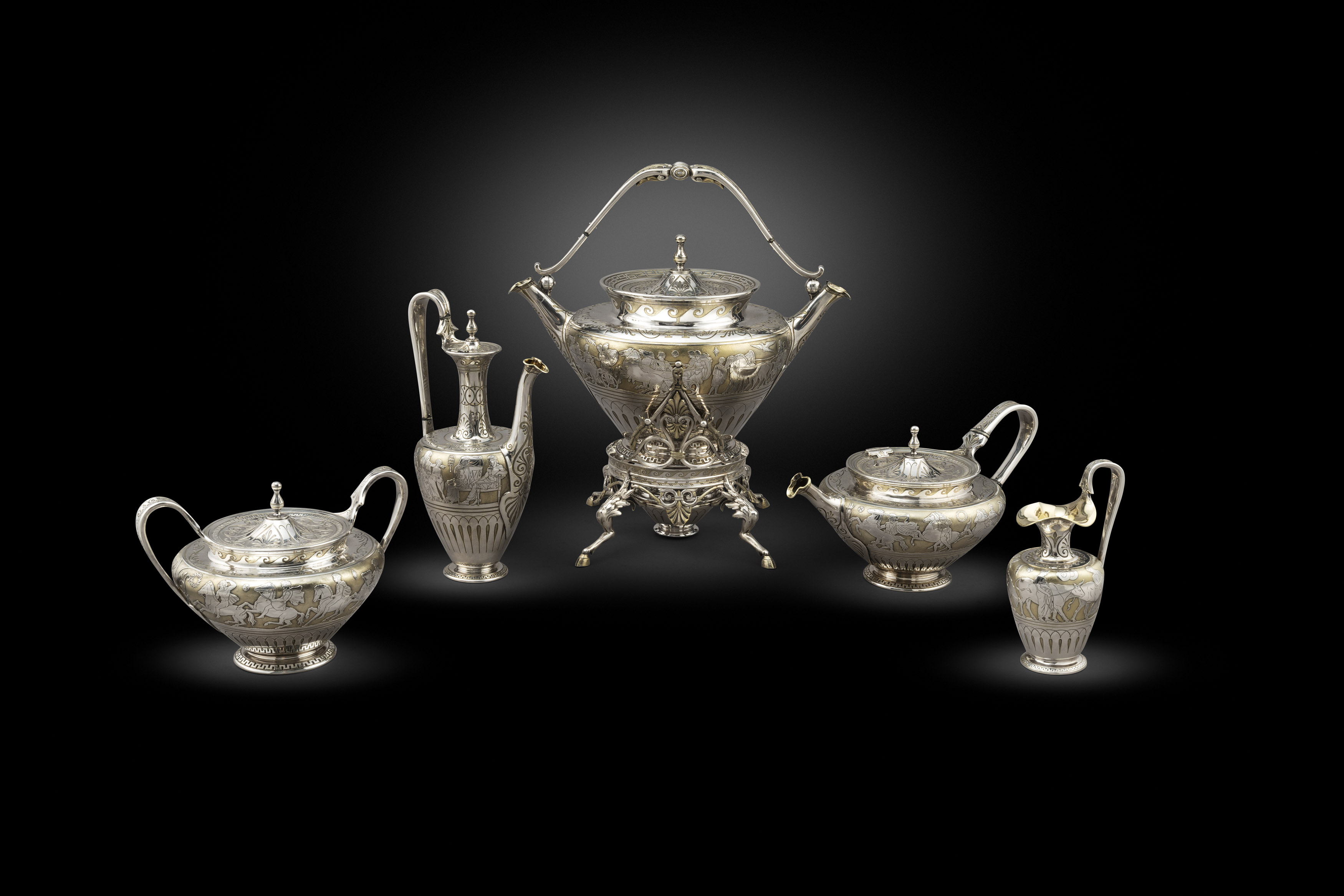 Five-Piece Parcel-Gilt Tea and Coffee Set