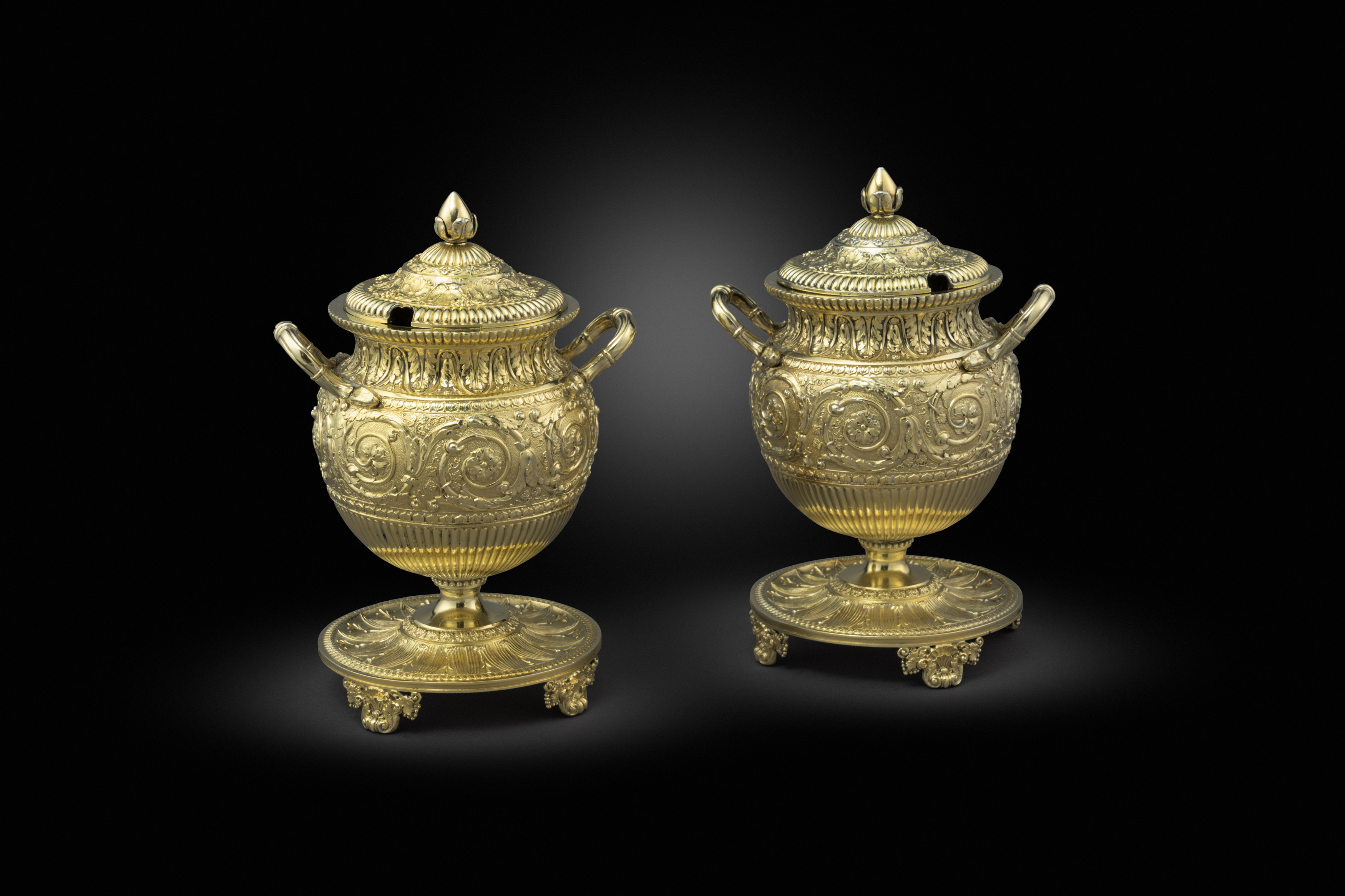 A Pair of Silver-Gilt Sugar Vases