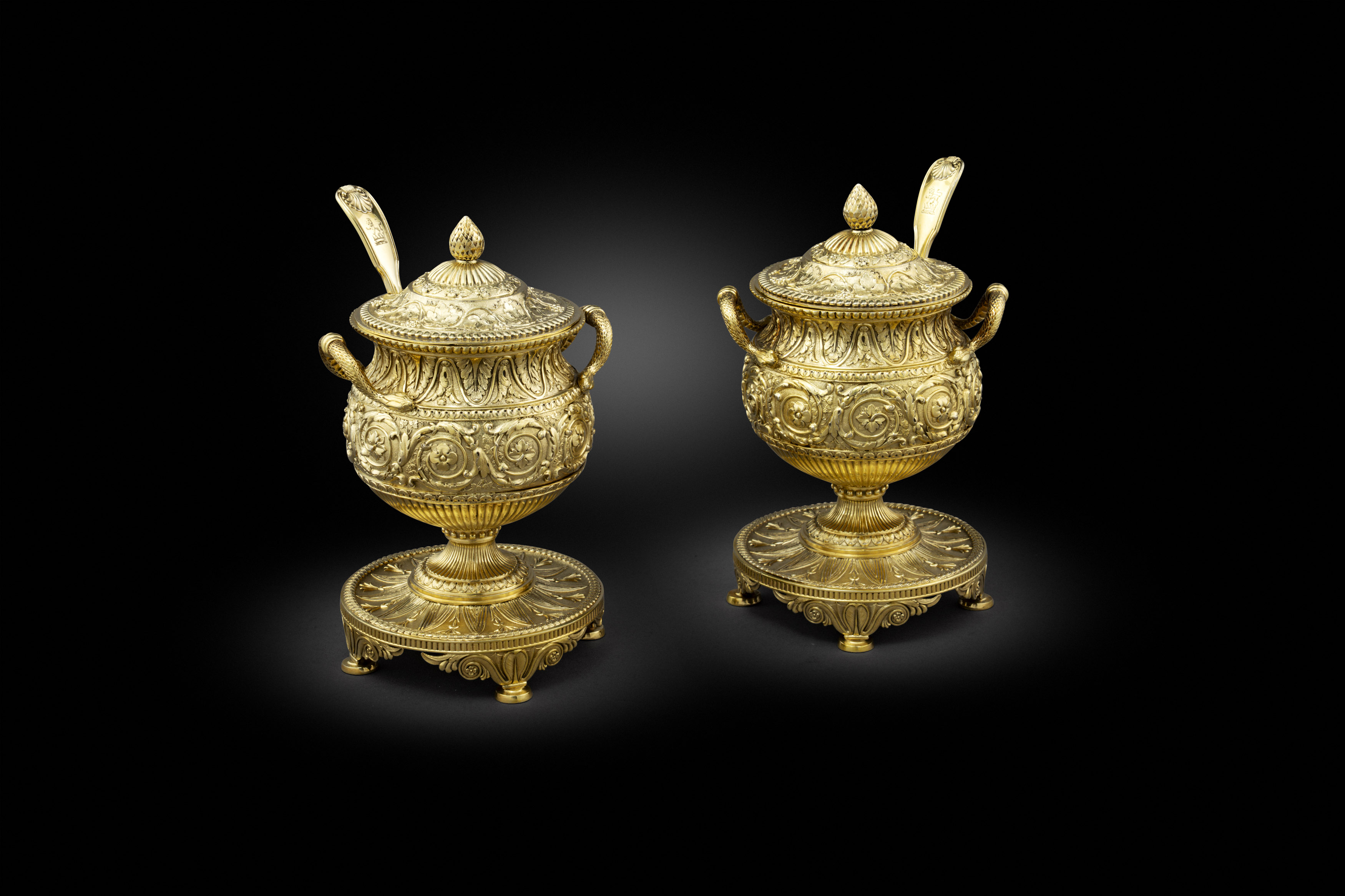 A Pair of George III Silver-Gilt Two-Handled Sugar-Vases
