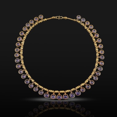 Archaeological Revival gold and amethyst necklace, circa 1870